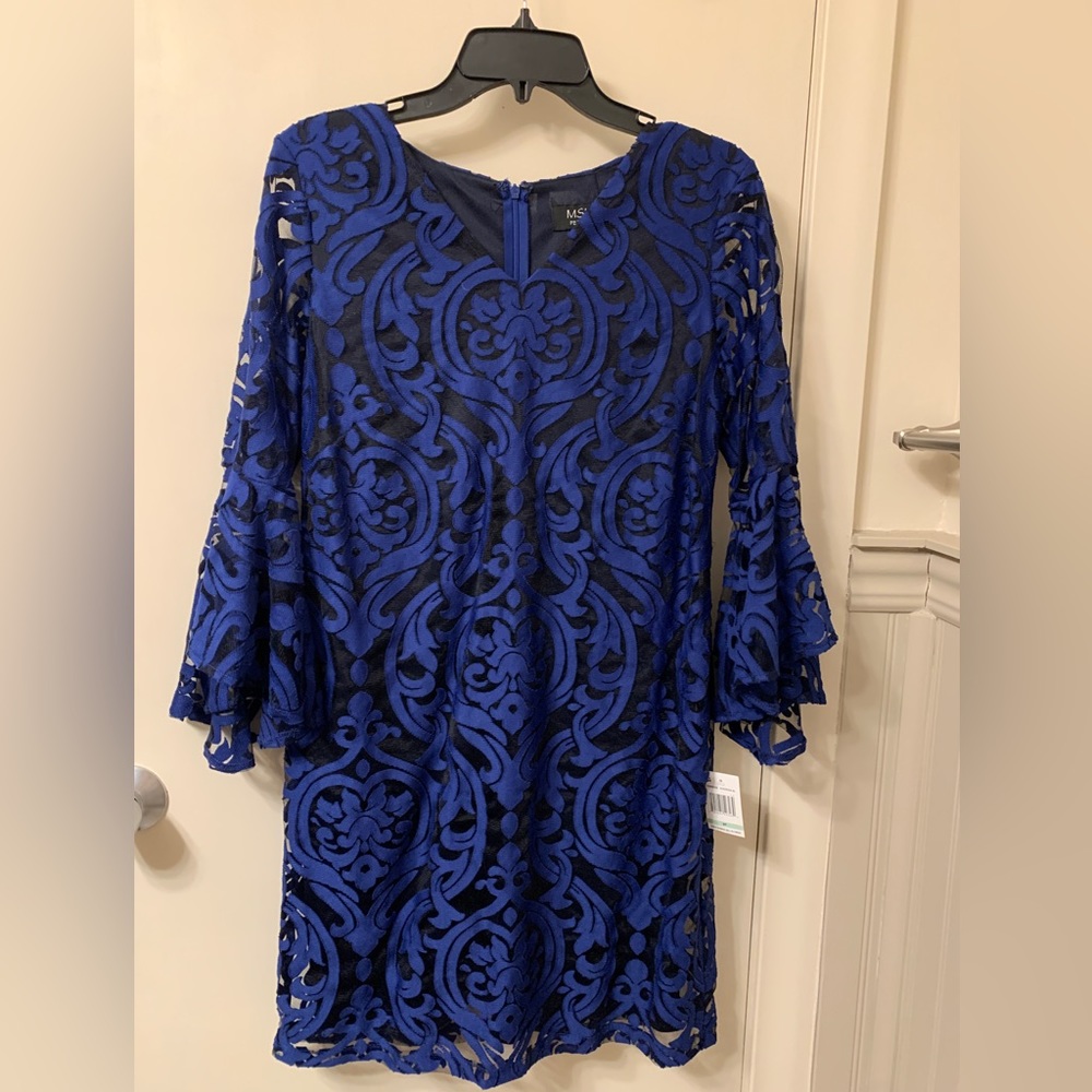 Cocktail dress 8 Petite. Royal blue and black.  NWT